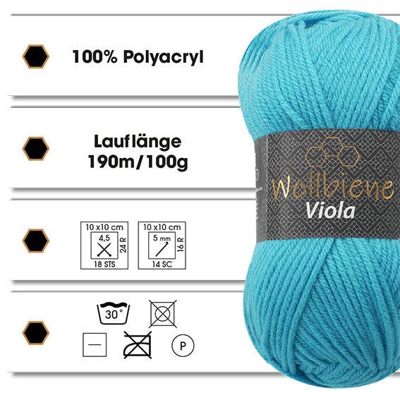 Wollbiene - Wholesale Yarn - Wool Bee Viola 100g Polyacrylic many colors2