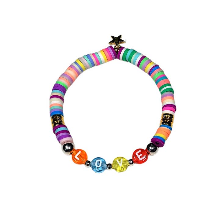 Konfetti ord Vinyl skiva Gold Star Charm Armband för wholesale av Stratus