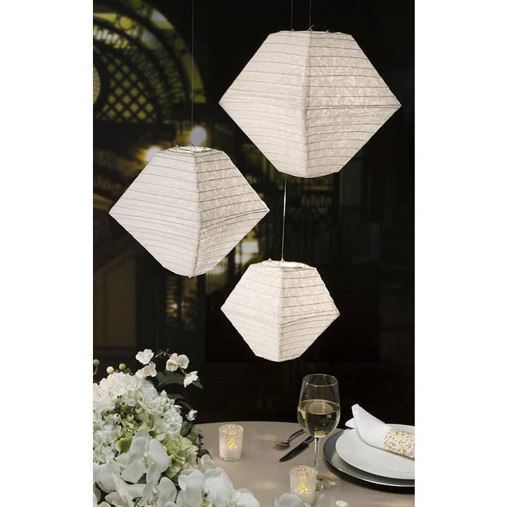 Factory Direct Craft – wholesale Decorative tabletop object – Lace Printed Paper Lanterns (Pack of 3)