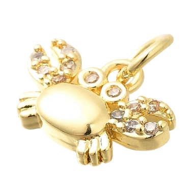 Guldkrabbe med charm i kubisk zirkonia for engroshandel hos The Charm Bar Company