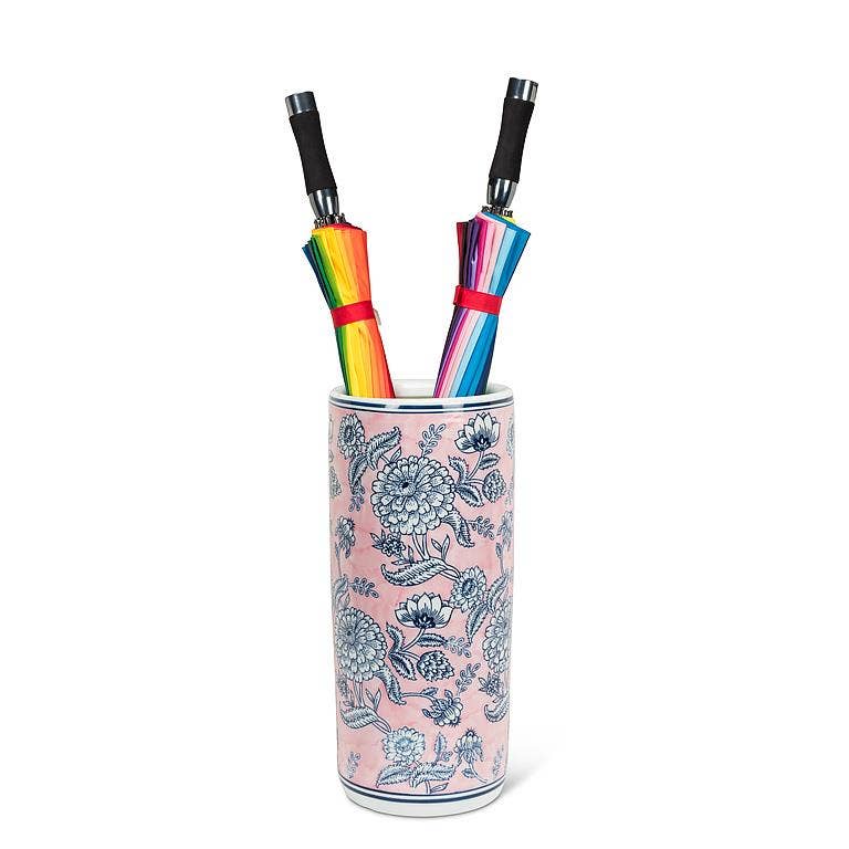 Abbott - Wholesale Umbrella Stand - Floral Print Umbrella Stand-Pink & Blue-18"H1