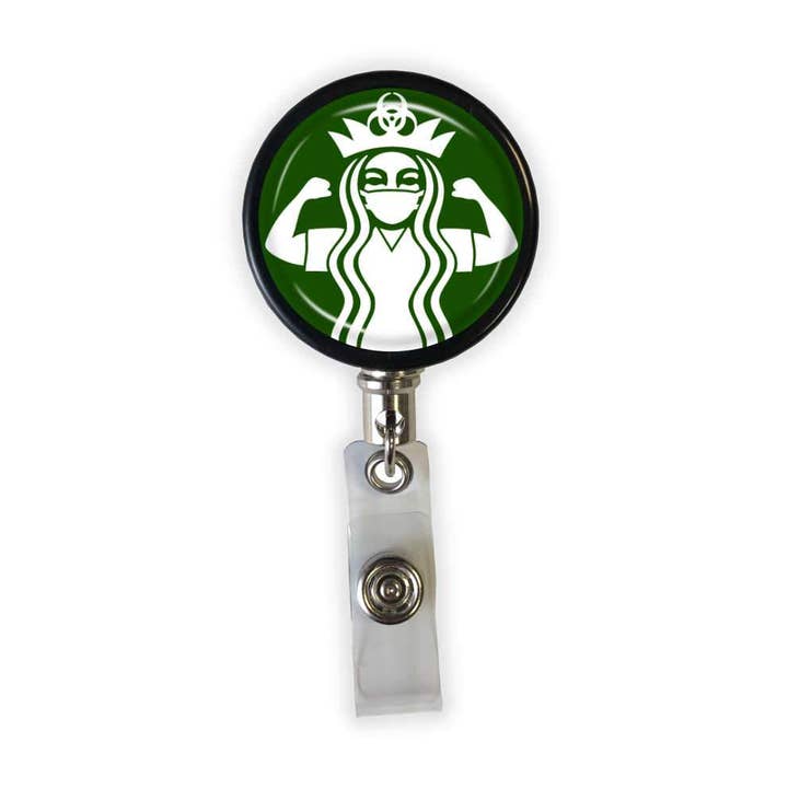 Masked Coffee Badge Reel for wholesale by Rad Girl Creations