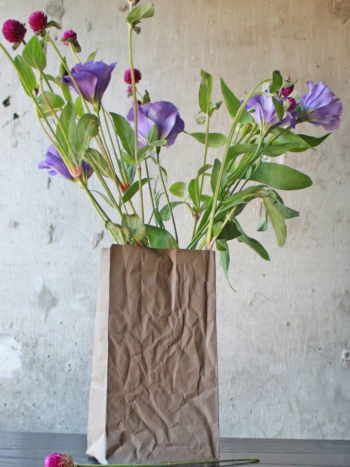 Plain Ceramic Paper Bag Vase for wholesale by KAC Studios