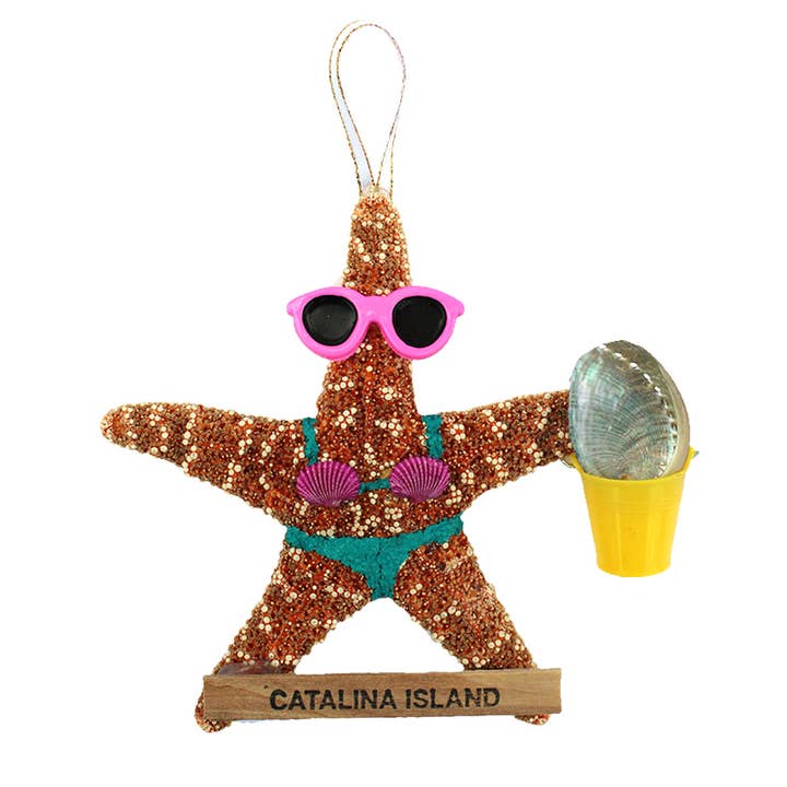 California Seashell Company - Wholesale Ornament - Beach GirlĀ BucketĀ Sugar Starfish Ornament7