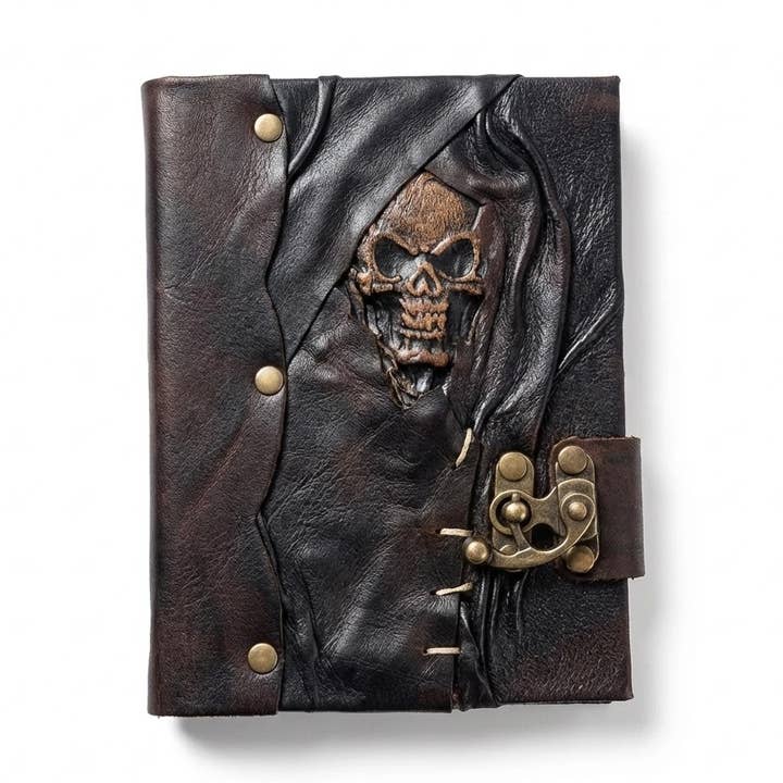 Mini Skull Leather Stitch Scrapbook Journal Note 6 „x4,5" voor wholesale door ML Marcaleather