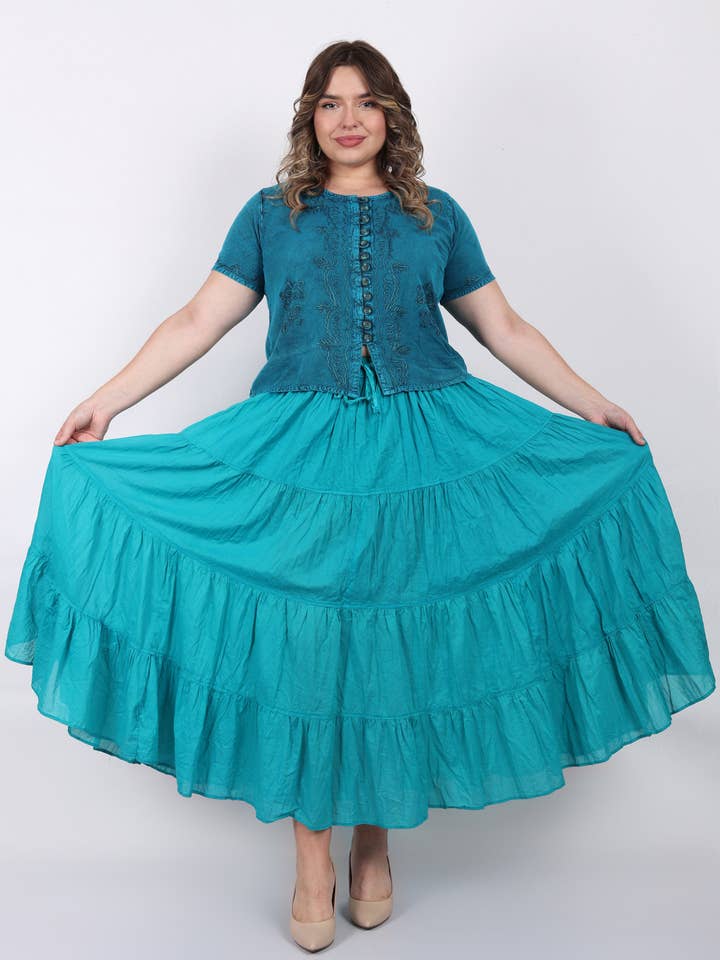 Wevez - Wholesale Skirt - Women's - Women's 8 Yard Solid Belly Cotton Fabric Casual long Skirts18