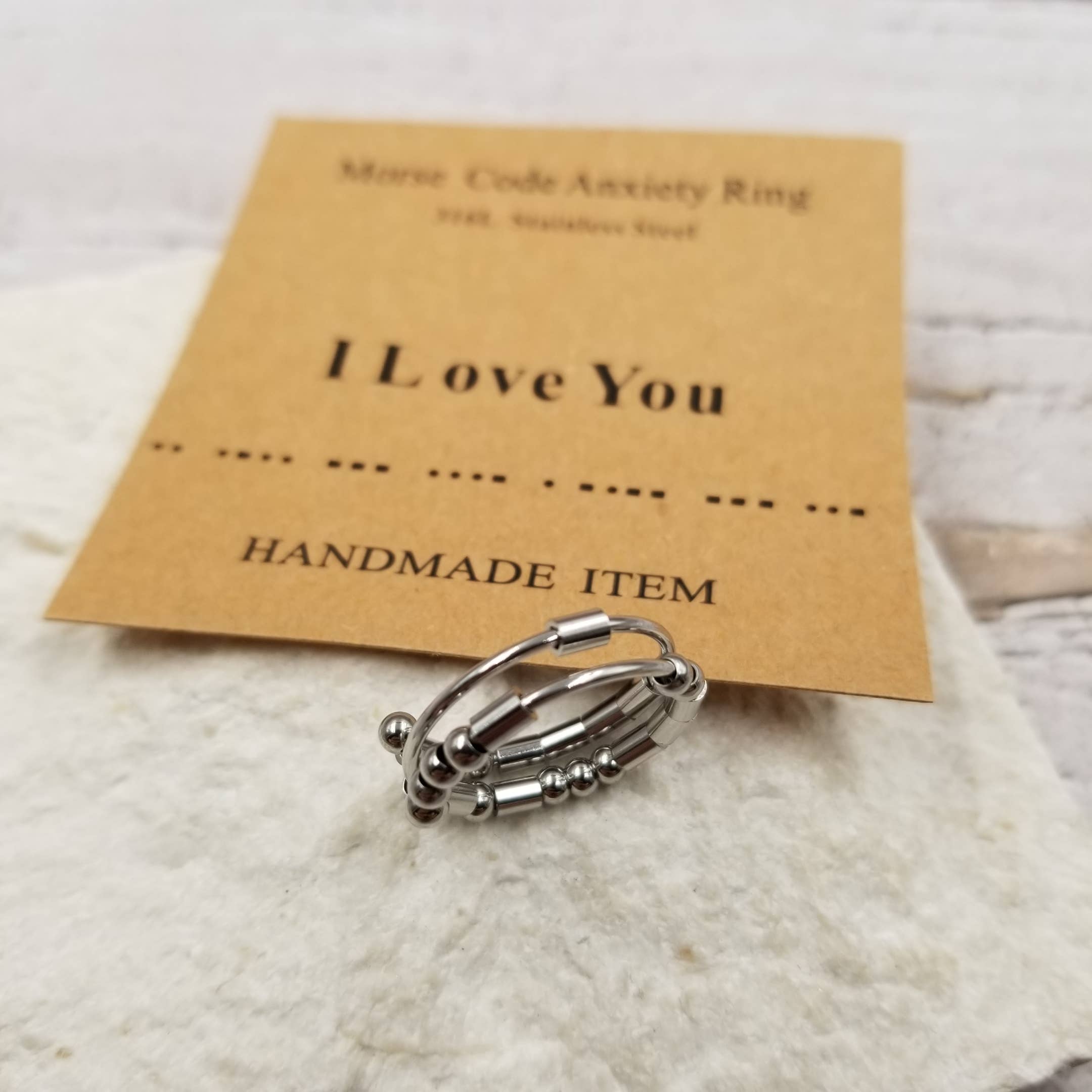 Treasure Wholesale - Wholesale Band/Stacked Ring - Morse Code Decompression Anti Anxiety Ring2