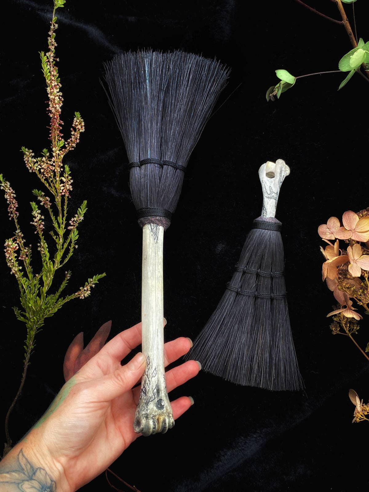 Keven Craft Rituals LLC - Wholesale Meditation Supplies - Hag’s Altar Broom - w/ Deer, Coyote, etc.2