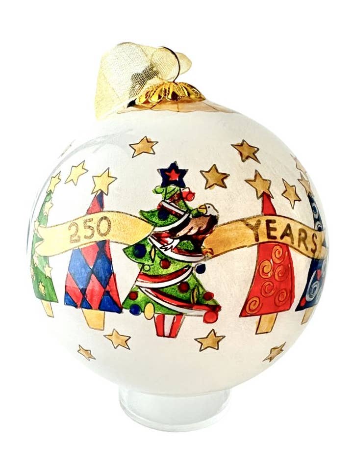Hand-Painted Glass Ornament - Patriot Santa for wholesale by Kitty Keller Designs
