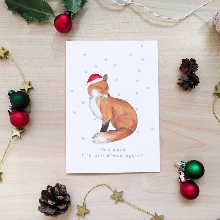 Carte de Noël Fox Sake pour la vente par The Curious Cactus