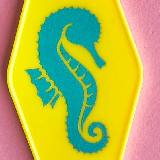 iconic mi - Wholesale Keychain - Unisex - Motel Keychain Fob Tag Yellow Tropical Seahorse1