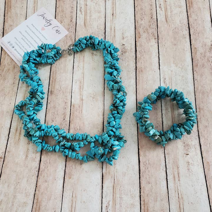 Turquoise Necklace and Bracelet Set, Western Jewelry Set for wholesale by Tots And Tumblers Art
