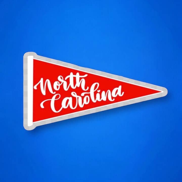 North Carolina State Waterproof Vinyl Pennant Decal for wholesale by Positively North Carolina