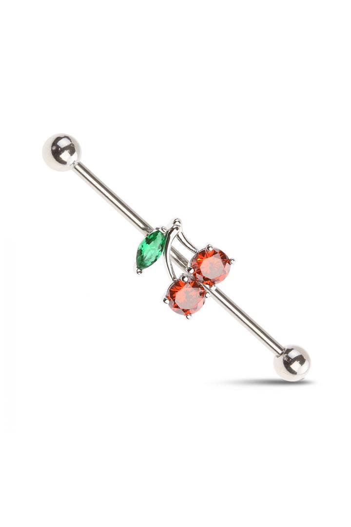 CRAVE – wholesale Single earring – CHERRY 316L INDUSTRIAL BARBELL (FRUIT)0