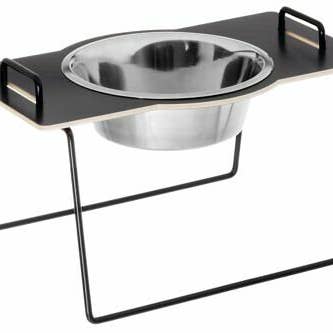 THINK TODAY – Großhandel Futternapf – Katze/Hund – Wuff`s Feeder Large – Schwarzes Birkenholz mit schwarzem Rahmen1