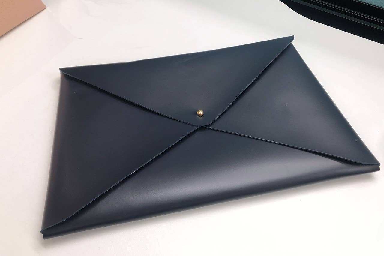 Chasing Threads - Wholesale DIY Craft Kit - DIY Cross Stitch Laptop Sleeve Kit - Navy with teal thread4