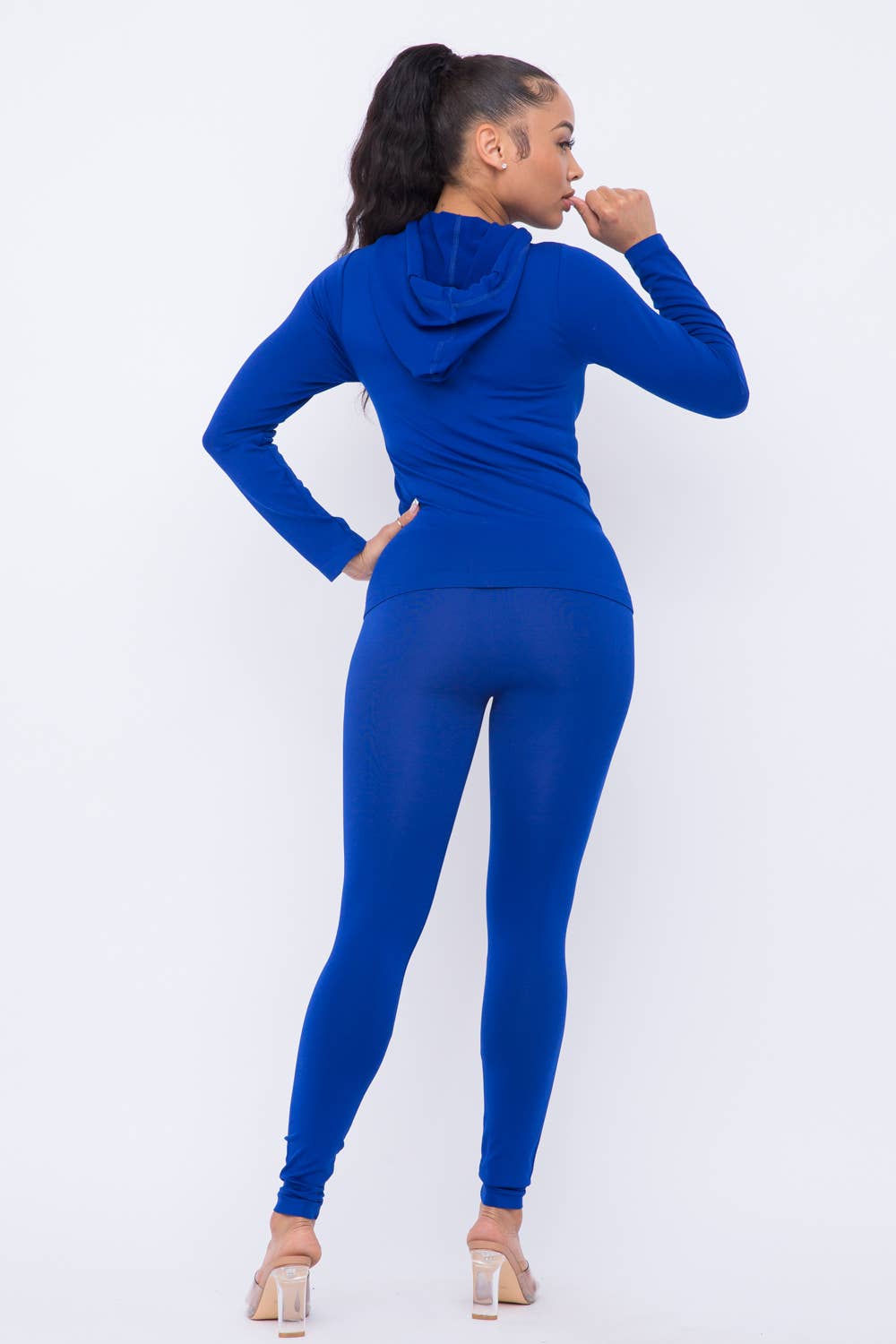 Julia by LoveJ - Vendita all'ingrosso Completo top e pantaloni (NON loungewear) - Donna - Completo con giacca con cappuccio e leggings senza cuciture con zip5