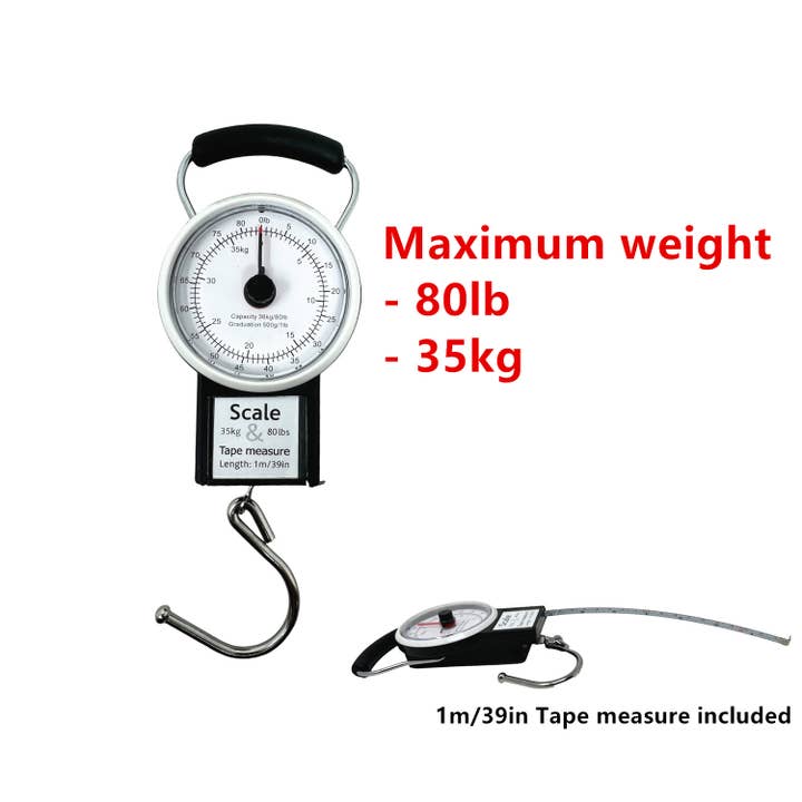 Hand held Scale with Tape Measure, 80 Lb, Dial for wholesale by Tsyware