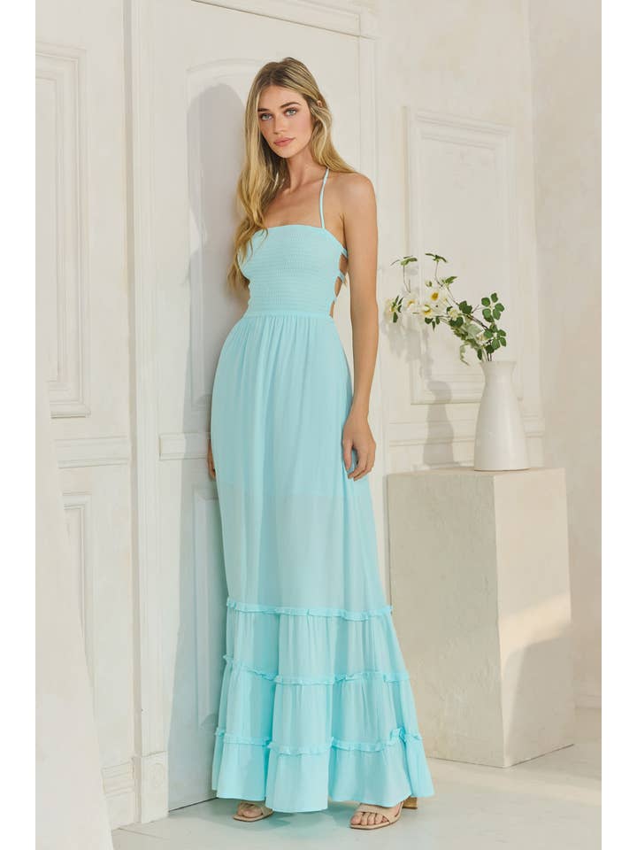 Honey Mango - Wholesale Dress - Women's - MD1492- Smocked tiered maxi dress