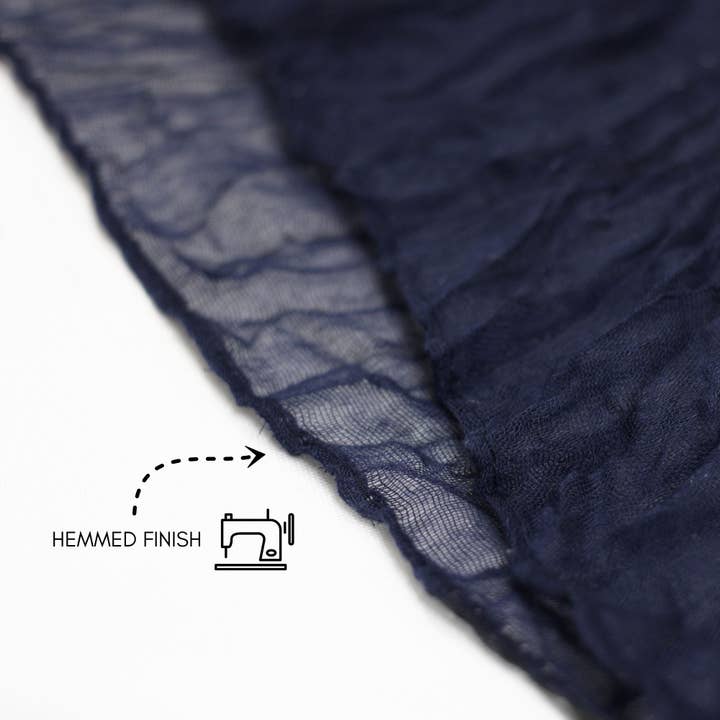 YOUR CHAIR COVERS - Wholesale Table Runner - 35 in X 10 ft Gauze Cheesecloth Table Runner Navy Blue