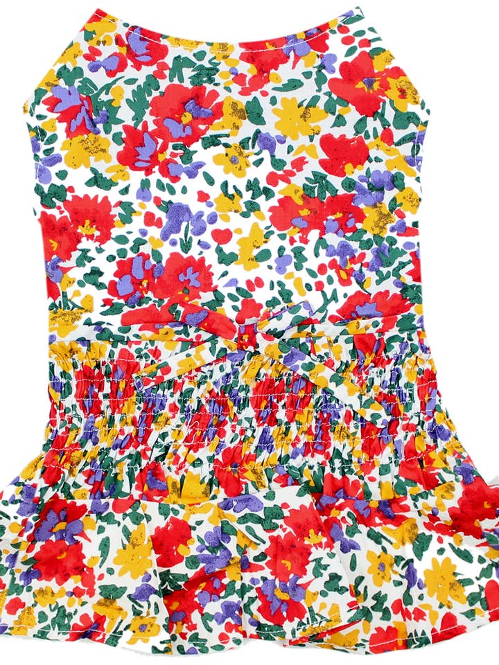 Floral Artsy Dress Ruched Waist – Trendy & Elegant Dog Dress for wholesale by Parisian Pet®