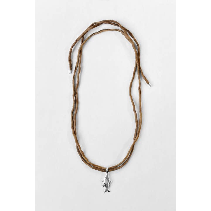Kara Yoo - Wholesale Pendant/Charm Necklace - Lucky Fish on Raw Silk1