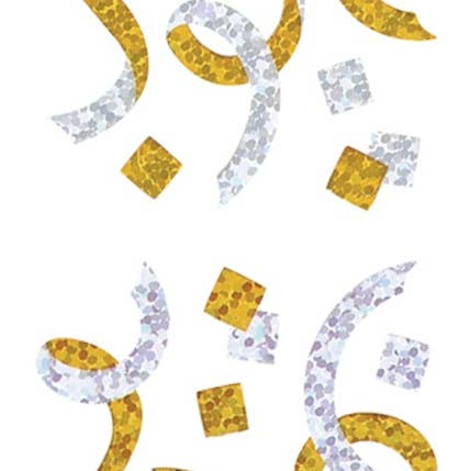 Streamers, Confetti / Gold, Silver Stickers - CLOSEOUT for wholesale by Jillson & Roberts