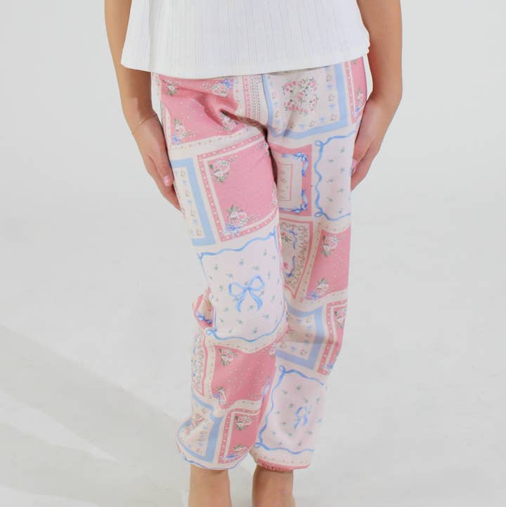 Paper Flower - Wholesale Lounge Sweatpants/Joggers - Kids - Floral Tile Print Sweatpants Tween Girls