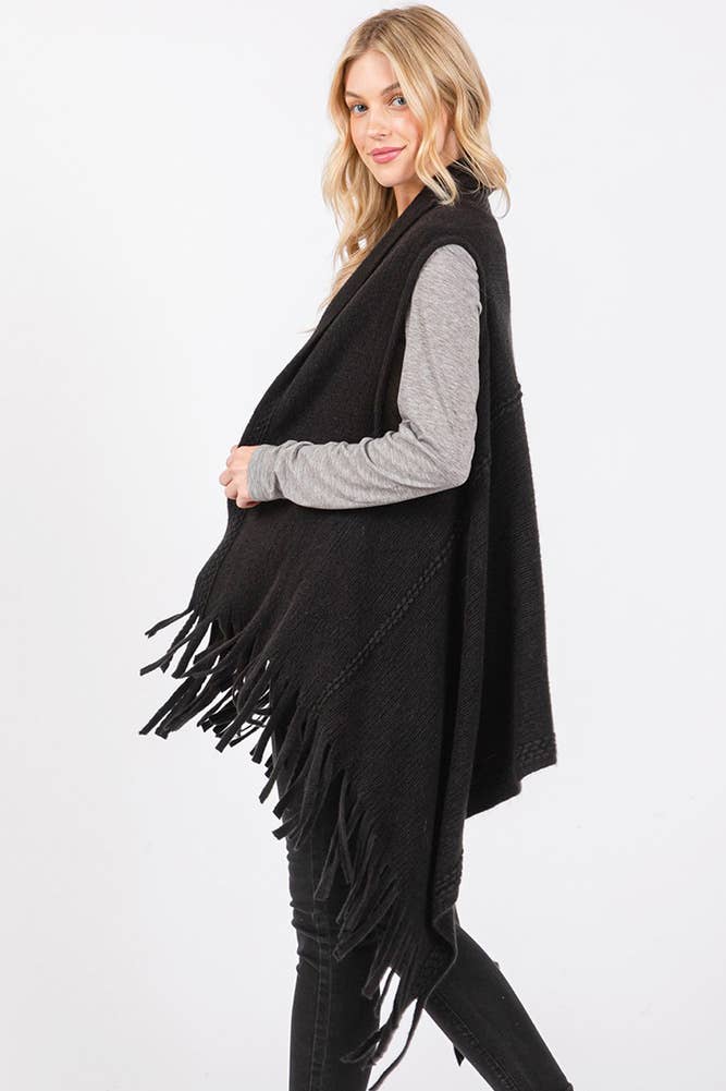 Hana - Vente Veste sans manches – femme - Gilet d'hiver en tricot à pompons à pois gaufrés2