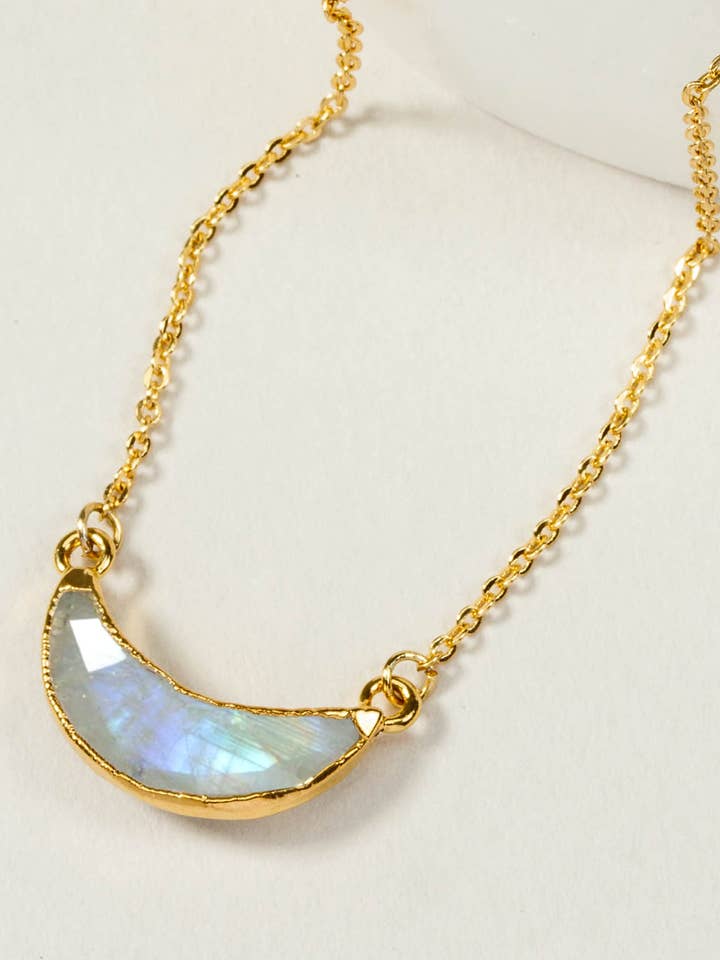 14Kt Sterling Silver Eclipse Necklace - Moonstone for wholesale by Luna Norte
