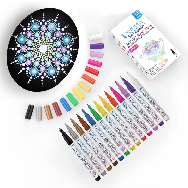 Pintar Art Supply - Wholesale Marker - Pintar 14 Pack Fine Point Acrylic Paint Pens with 0.7mm Tip