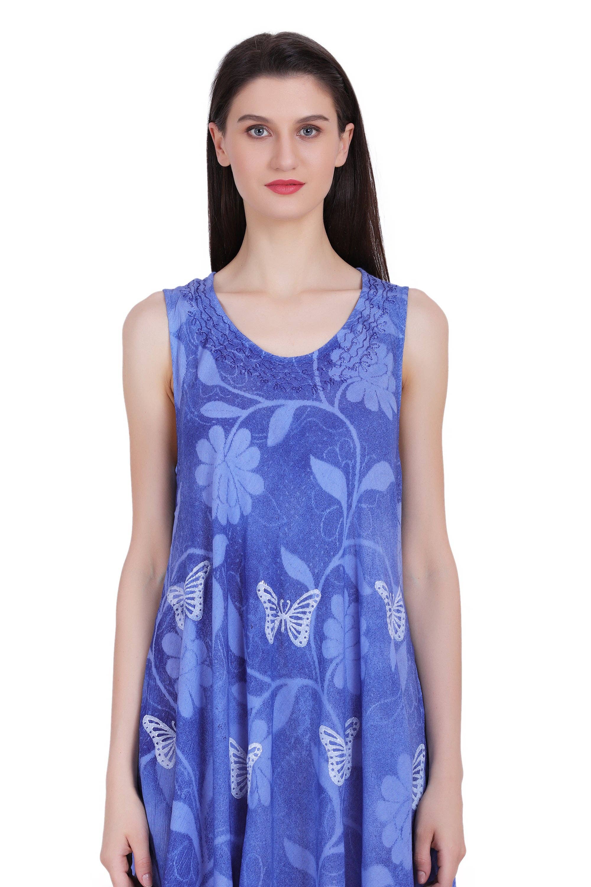 Assorted Colors Sleeveless Tie Dye Butterfly Short Dress 362108 for wholesale on Faire19