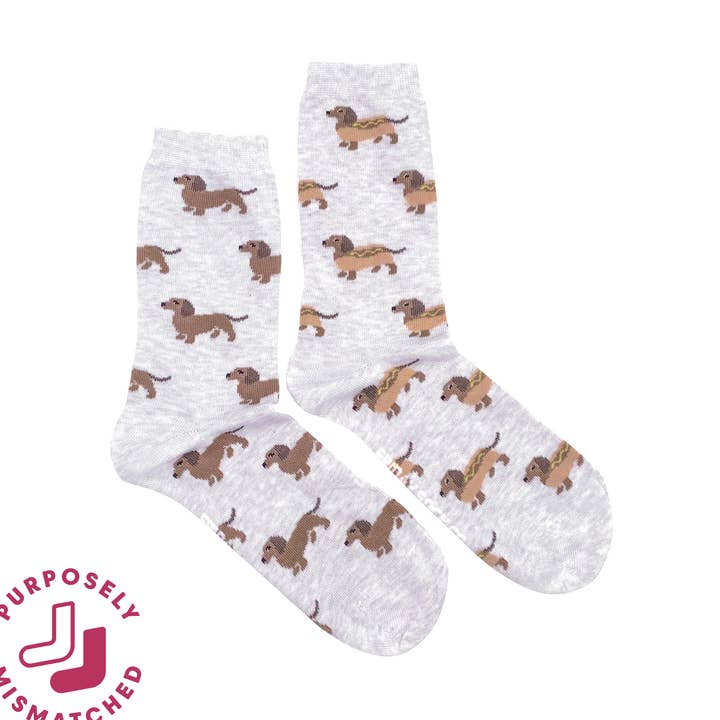 Women's Wiener Dog Hot Dog Socks for wholesale by Friday Sock Co.