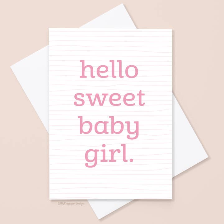 Carte Bébé Fille pour la vente par Fly Like Paper Design