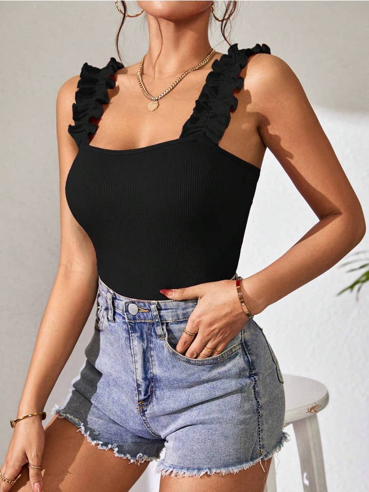 Black Knitted Suspender Sexy Sleeveless Bodysuit for wholesale on Faire