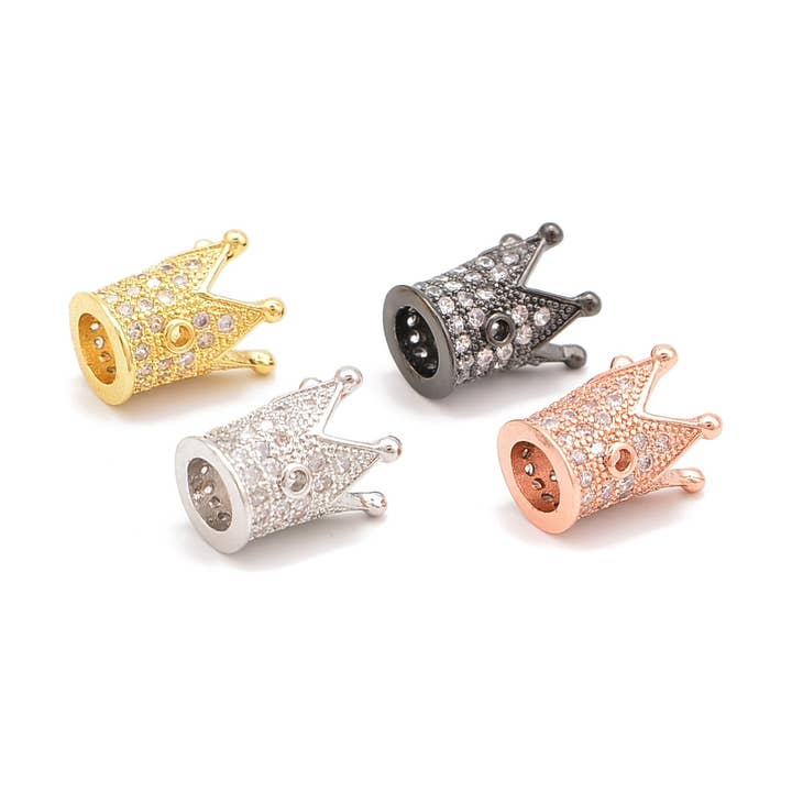 Perles breloques couronne royale micro pavé en zircon cubique clair Taille 8x12mm 5PCS/Sac pour la vente par CRCBEADS