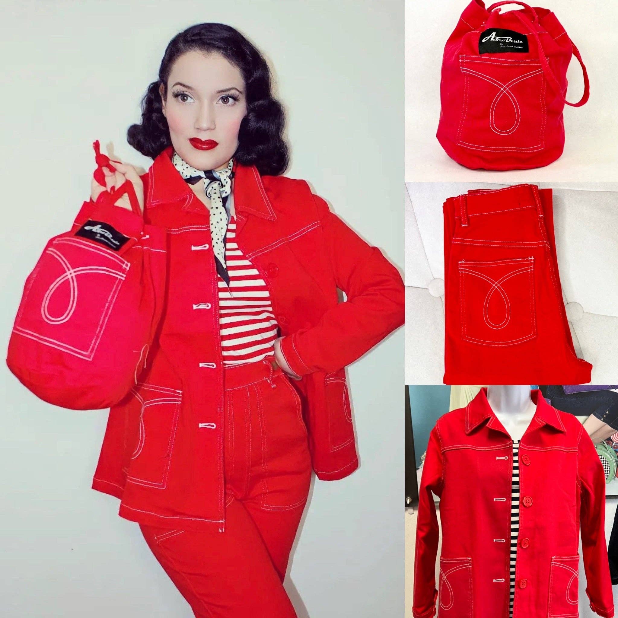 Astro Bettie - Wholesale Denim Jacket - Women's - Midge Button Down Jean Jacket - Red