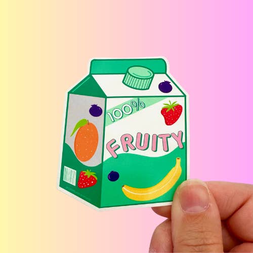 100% Fruity Sticker for wholesale by Camp Queer Creative Co.