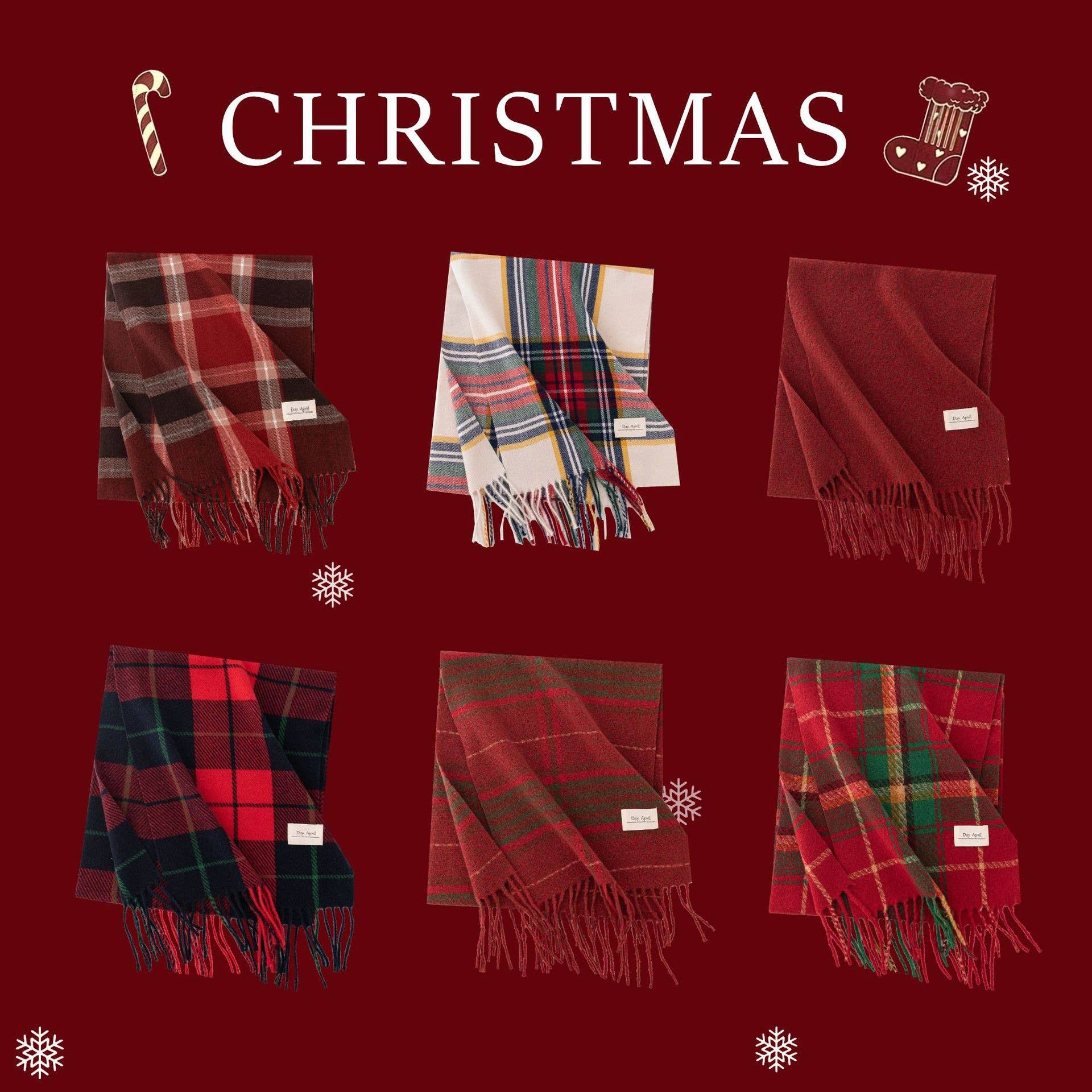 Sweetkama - Wholesale Scarf - Women's - Ladies Merry Christmas Plaid Daily Scarf SKAS41987