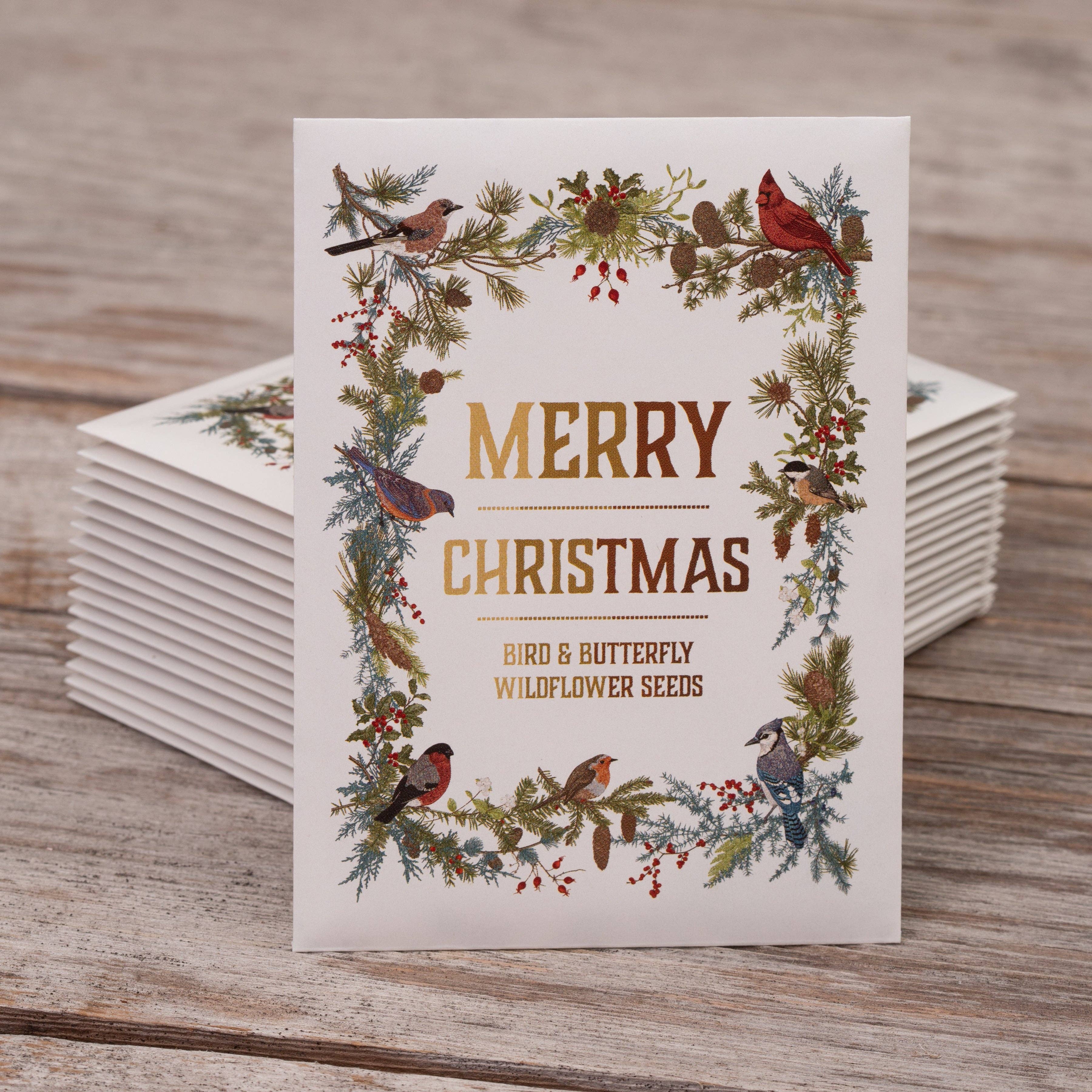 Bentley Seed Co. - Vente Étiquette cadeau - Étiquette cadeau de couronne de Noël avec oiseaux - Oiseau & Papillon Fleur sauvage3