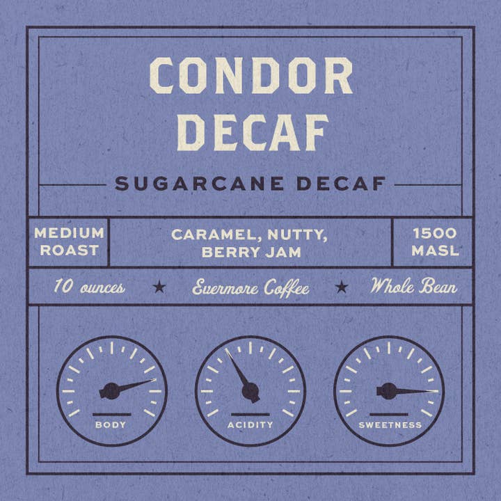 Colombia Condor Decaf 10oz Retail Bag for wholesale by Evermore Coffee Roasters