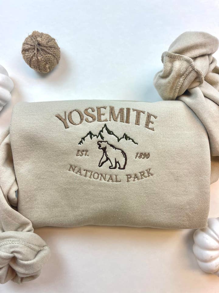 Yosemite National Park Embroidered Crewneck Sweatshirt for wholesale by Rare Needles
