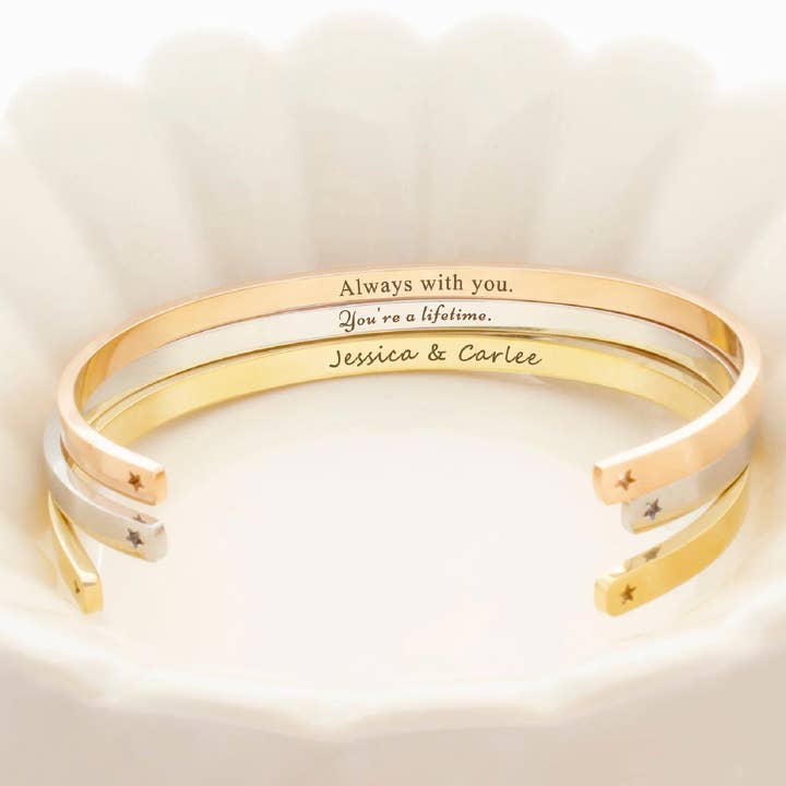 Custom Cuff Bangle Bracelet - Personalized Text Bracelet for wholesale by Anavia