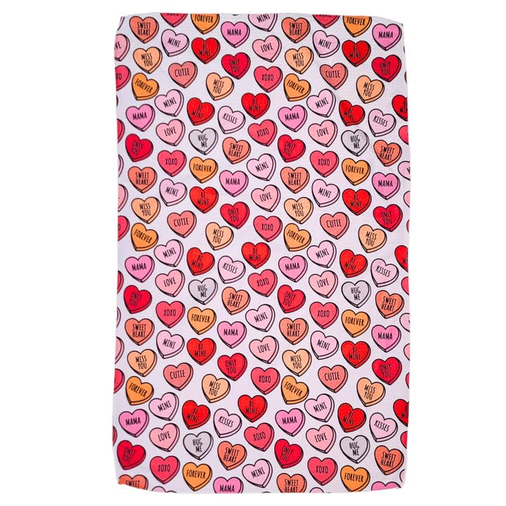 Driftless Studios - Wholesale Tea Towel - Valentines Be Mine Hearts Waffle Weave Towels - Home Decor
