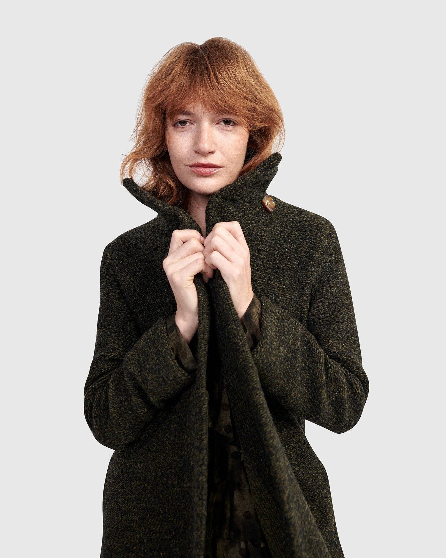 Urban Tash Long Coat, Khaki for wholesale on Faire7