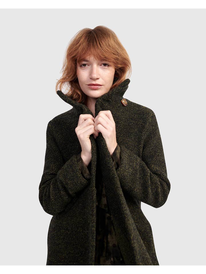 Urban Tash Long Coat, Khaki for wholesale on Faire7