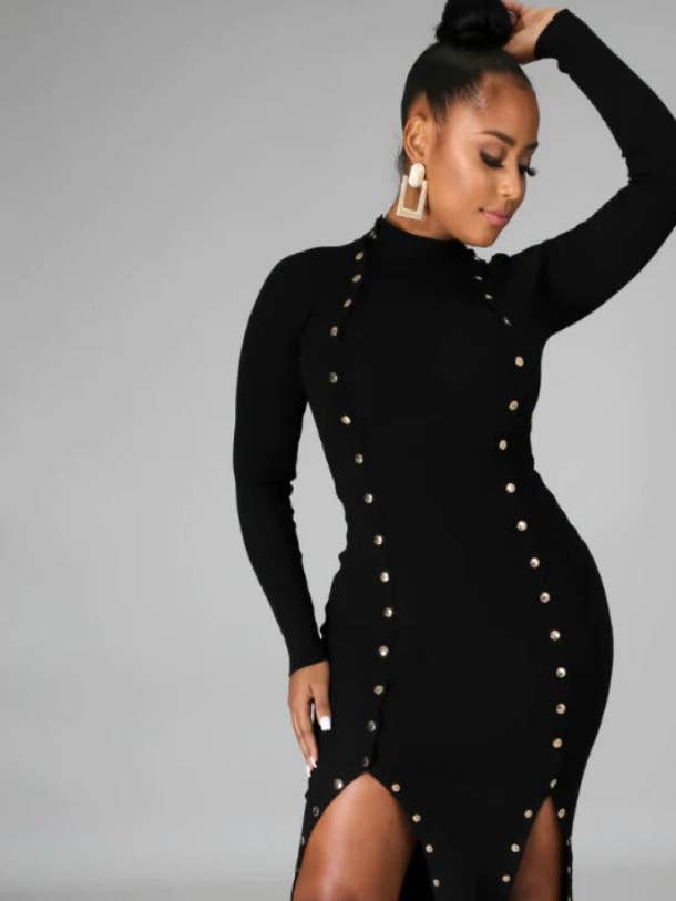 Robe à double boutonnage en maille-Sasha Maxi pour la vente par Boutique1979