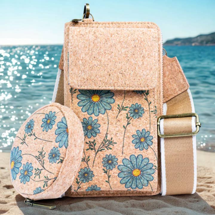 Floral Pattern Cork Crossbody Phone Bag for wholesale by Whistler Tree