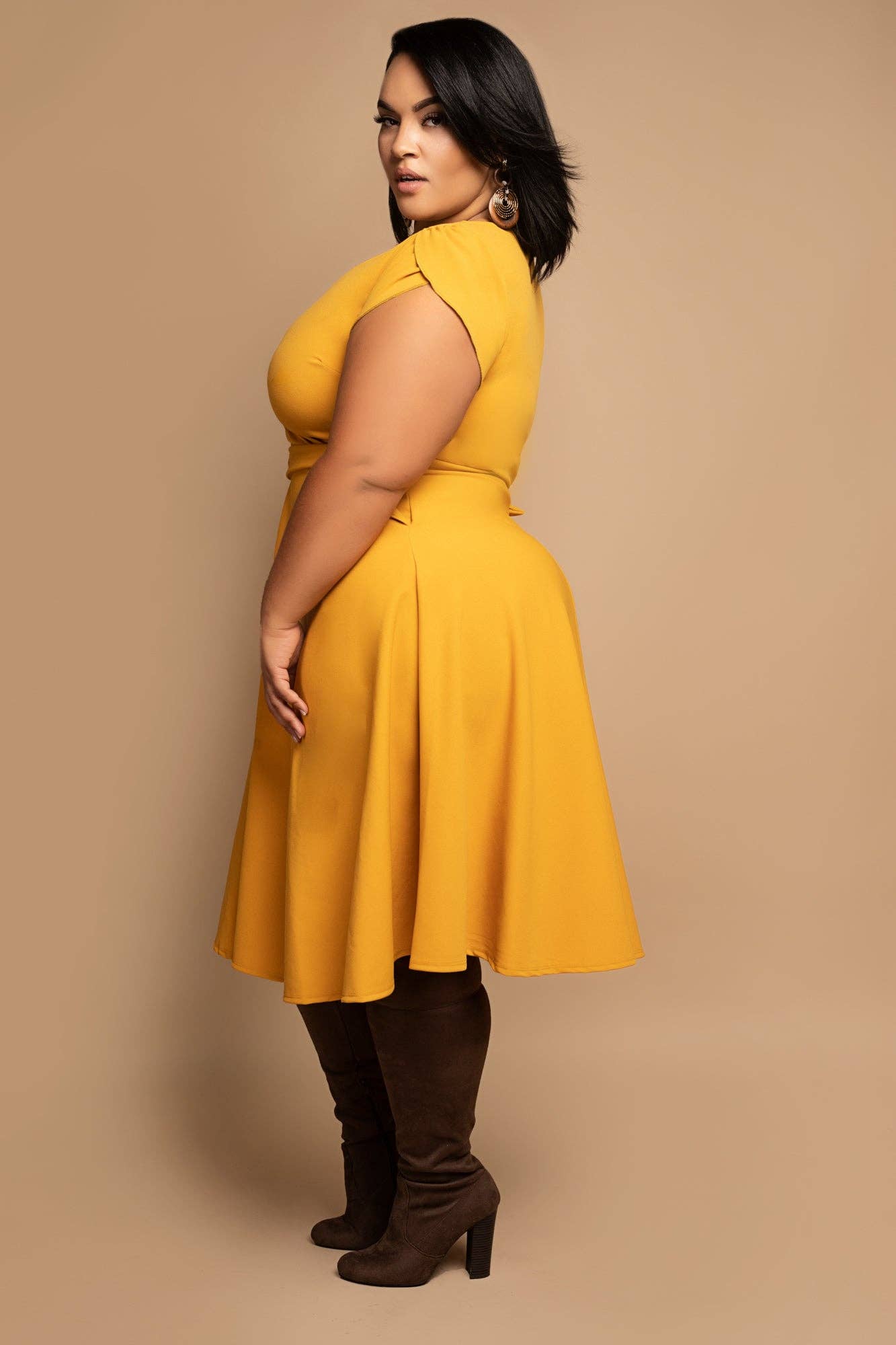 Nina Cheyenne Apparel - Wholesale Dress - Women's - Belted Fit and Flare Midi Dress1