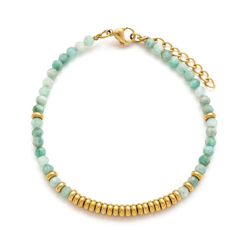 Bijoux 7bis - Wholesale Beaded Bracelet - Howlite Stainless Steel Flat Pearl Bracelet0